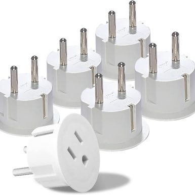OREI American USA To European Plug Adapter – Type E/F Schuko Plug Adapter - Use in Germany, France, & More - CE Certified – For Mobile, Laptop & Camera Chargers - 6 Pack